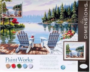 Dimensions PaintWorks Paint by Numbers Kit for Adults and Kids, Lakeside Morning, 20'' x 16'