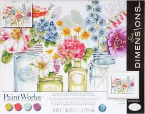 Dimensions , Rainbow Flowers, PaintWorks Paint by Numbers Kit for Adults and Kids, 14'' x 11'