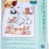 Dimensions Stamped Cross Stitch Baby Animals DIY Baby Quilt Kit, 34'' x 43''