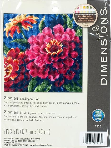 Wilton Dimensions Needlecrafts Needlepoint, Zinnias