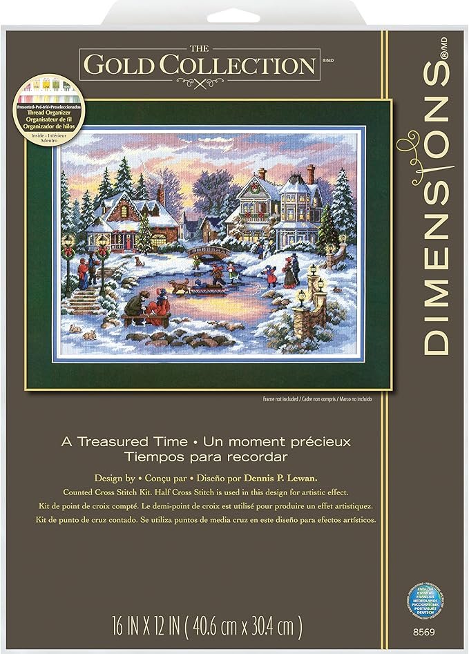 Dimensions Gold Collection Counted Cross Stitch Kit, Treasured Time Christmas Cross Stitch, 16 Count Dove Grey Aida, 16'' x 12''