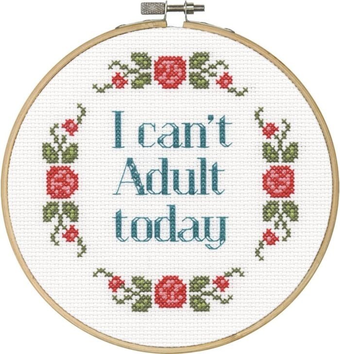 Dimensions "I Can't Adult Today" - Counted Cross Stitch Kit for Beginners - 70-74629