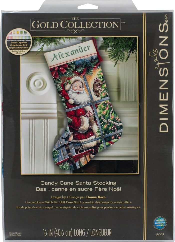 Dimensions Counted Cross Stitch Kit - 'Candy Cane Santa Stocking' - 8778