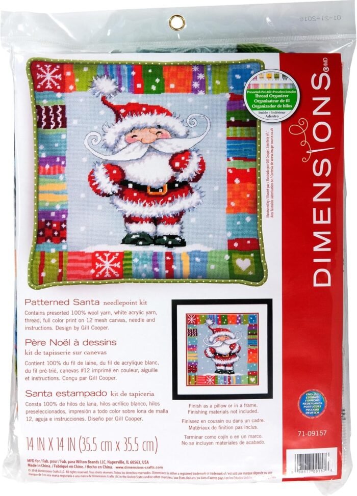 Dimensions Needlepoint Kit, Patterned Santa Claus Christmas