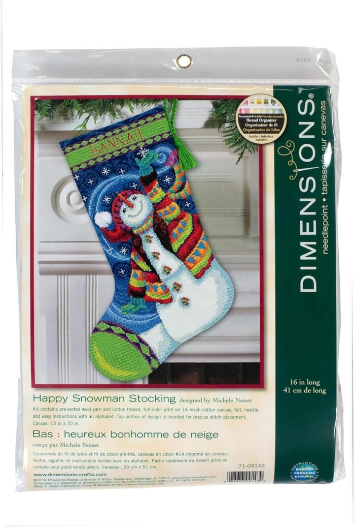 Dimensions Needlecrafts Needlepoint, Happy Snowman Stocking - 71-09143