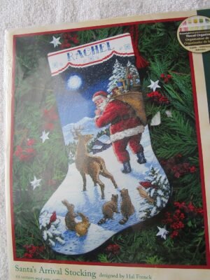 Dimensions Counted Cross Stitch ''Santa's Arrival'' - Personalized Christmas Stocking Kit - 08683